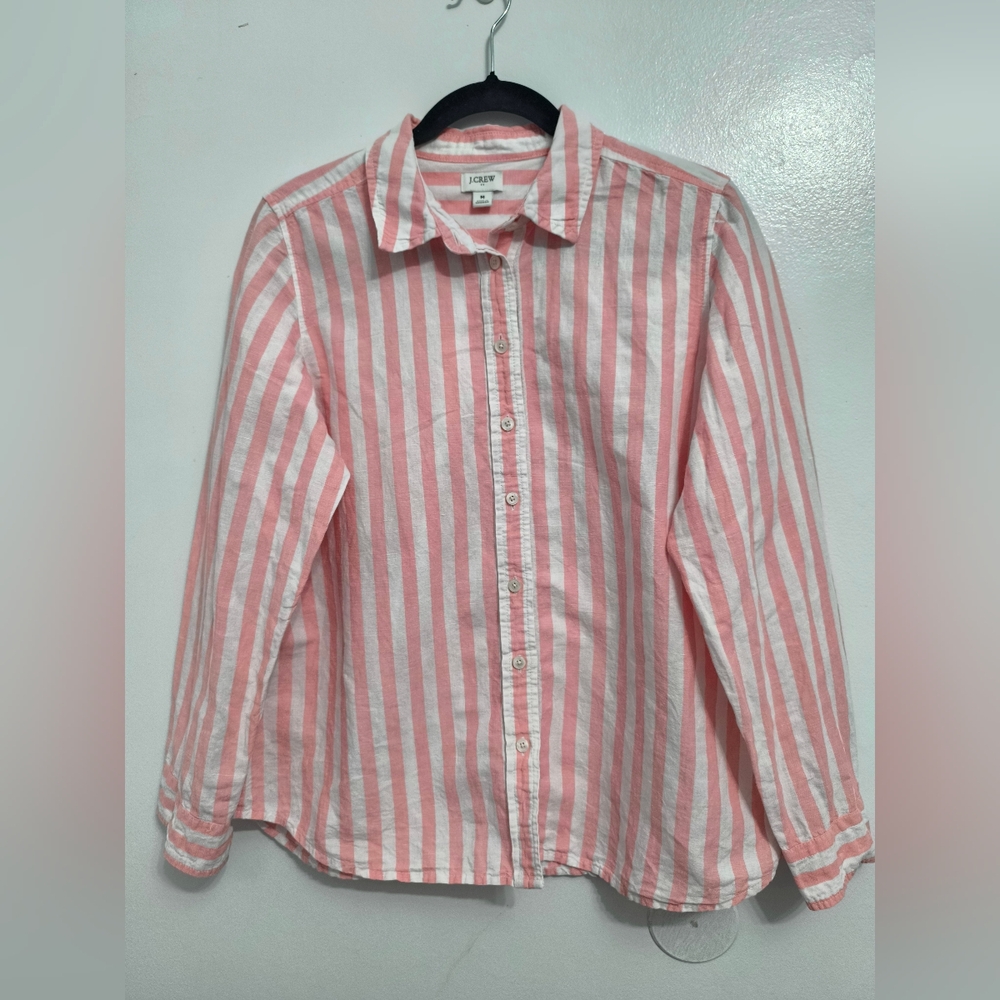 J. Crew  Button-Down Shirt in Pink and White Stripes Sz. M